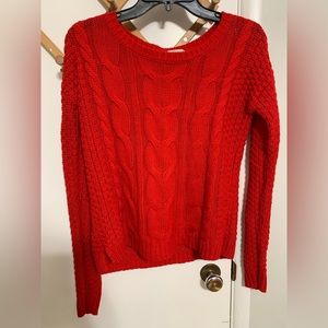 SO Red Cable Knit Pull Over Long Sleeve Sweater